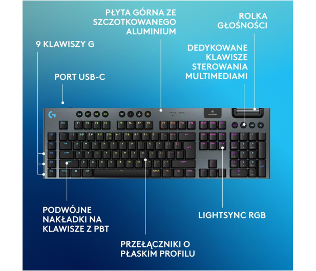 LOGITECH G915 X Lightspeed Tactile czarny 920-012676 - 1276174 - zdjęcie 6